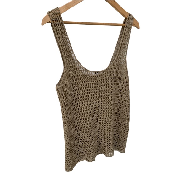 HALOGEN BEIGE CROCHET KNIT TANK BLOUSE Size Small - Picture 13 of 15